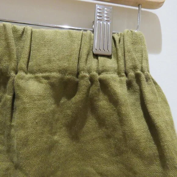 NICOLE PURDY The Classic Short in Khaki Brown Linen Boho Minimalist - Size XS